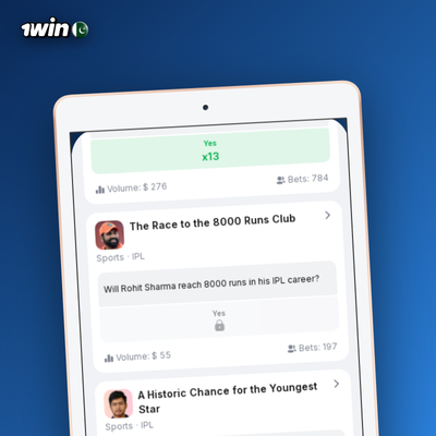 1Win app live dealer tile with roulette wheel and blackjack table illustration