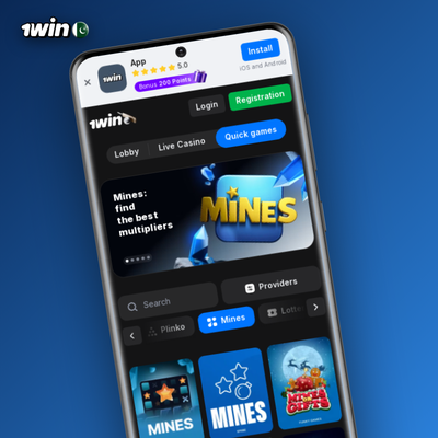 1Win casino no deposit bonus free spins pack with glowing neon slot reel