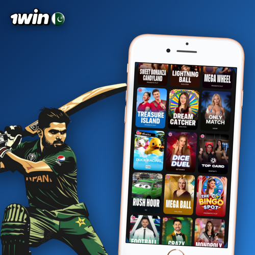 1Win Casino Pakistan 500% welcome bonus hero with slots and casino chips