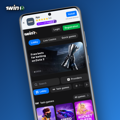 1Win iOS app on an iPhone displaying a casino game for mobile players
