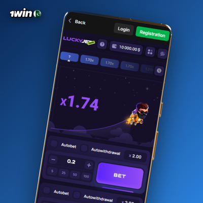 Auto-cashout multiplier input field highlighted in the 1Win Lucky Jet interface