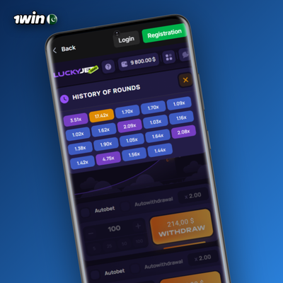 Dual bet panels with PKR stake fields and cash-out buttons in 1Win Lucky Jet