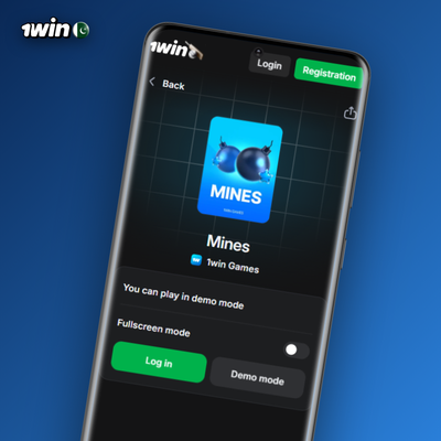 1Win Mines game tile showing one mine and many green gems for safe exploration
