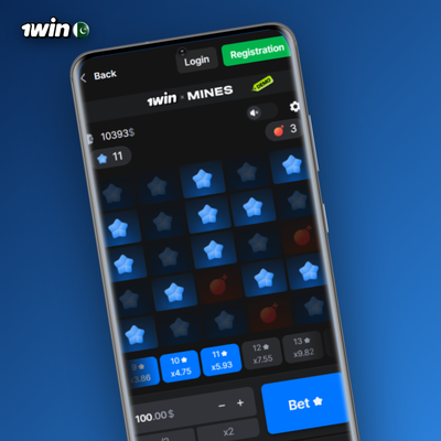 Mines Pro 1Win extreme tile with one glowing gem among twenty-four mine symbols