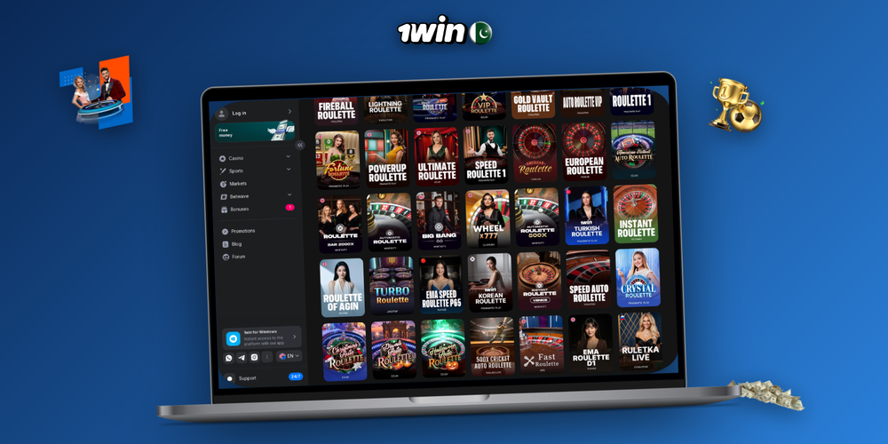1Win online platform showing casino lobby and sportsbook on mobile and desktop